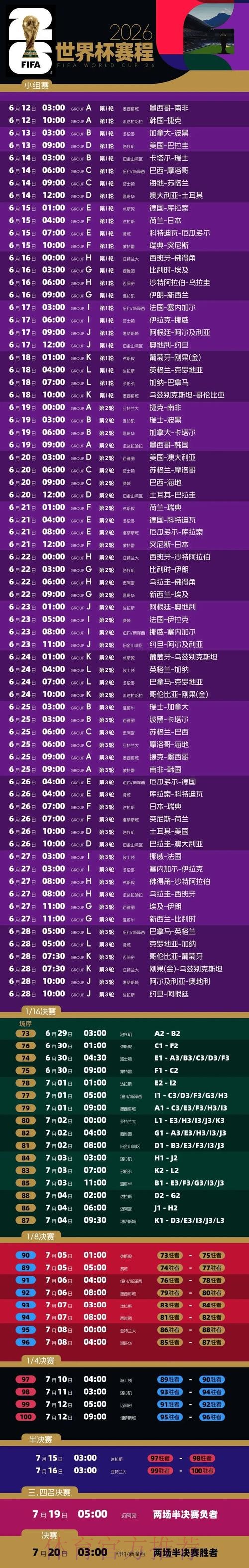 2026世界杯完整赛程实时更新完整安排在哪里看